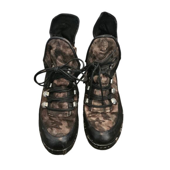 A.S 98 Black and Camo Combat Zippered Moto Biker Boots Size 36 US 6 - Picture 1 of 12